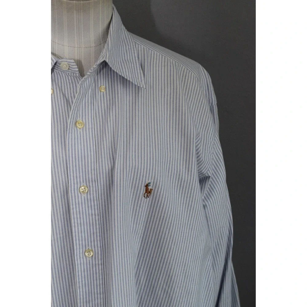 Ralph Lauren Yarmouth Shirt 16.5 34 Blue Striped Oxford Button Lot 2 Flesh Pony